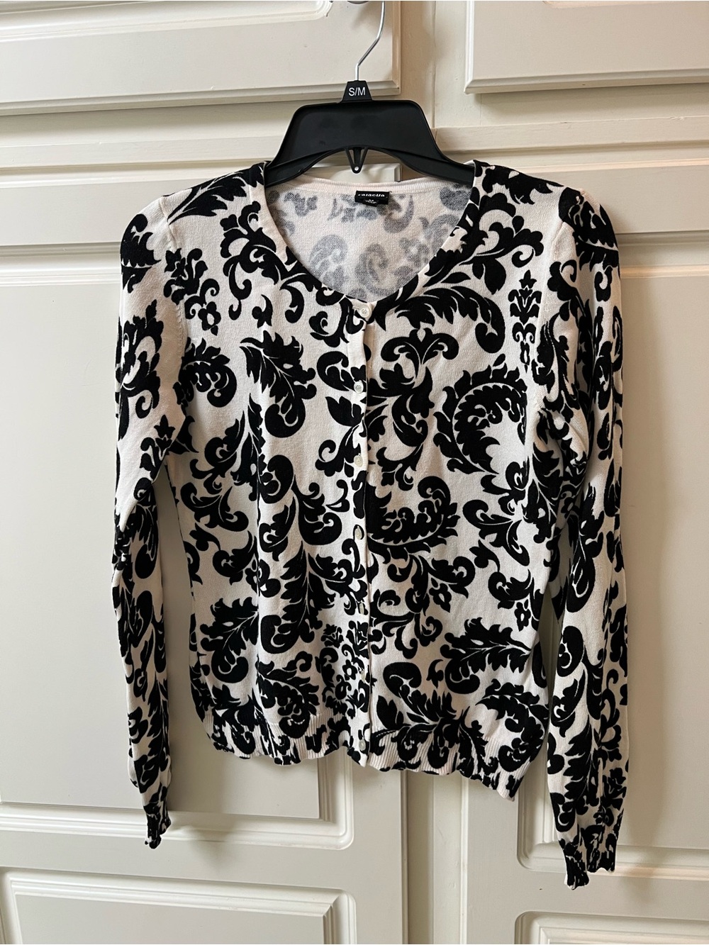 Rafaella Black & White Floral Scroll Cardigan